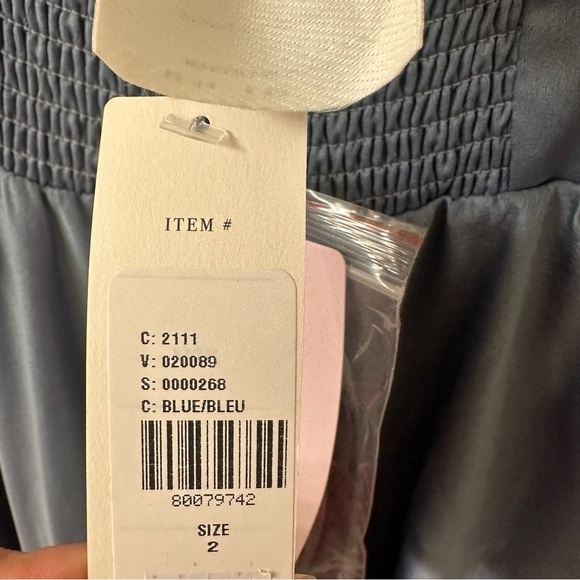 BHLDN Elsie Straight-Neck Satin A-Line Gown in blue size 2 - Picture 9 of 10